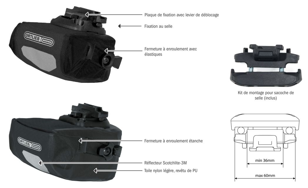 Caracter&iacute;sticas t&eacute;cnicas da alforxa Ortlieb Micro Two